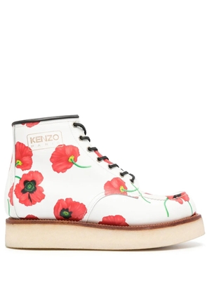 Kenzo Yama floral-print lace-up boots - White