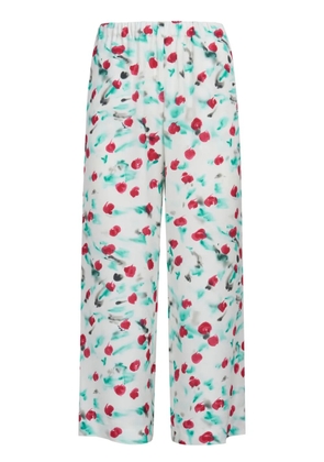 Marni floral-print cropped trousers - White