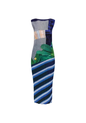 Pleats Please Issey Miyake graphic-print pleated dress - Blue