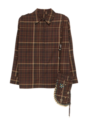 SIEDRES Athelia checked embellished top - Brown