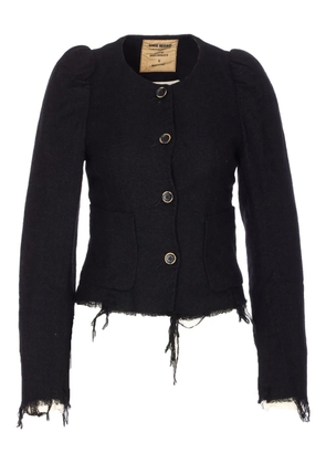 Uma Wang puff-sleeve frayed-hem jacket - Black