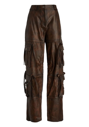 ANDREĀDAMO leather straight-leg trousers - Brown