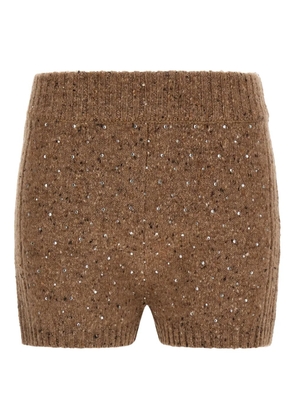 PINKO embellished ribbed shorts - Brown