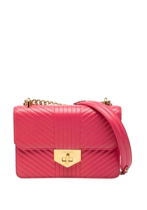 Prada Pre-Owned 2010-2025 Soft Calf Chevron Impunture Turn Lock Chain crossbody bag - Pink