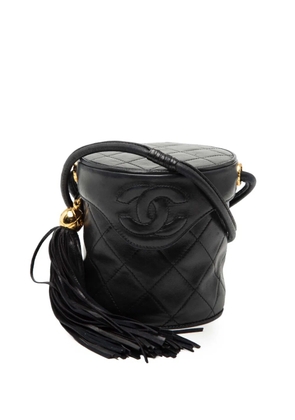 CHANEL Pre-Owned 1991-1994 Mini Quilted Lambskin Canteen Tassel Case vanity bag - Black