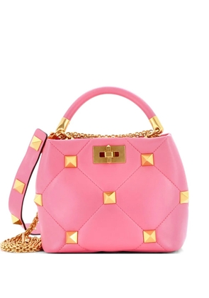 Valentino Garavani Pre-Owned Roman Stud Top Handle Bag Quilted Leather Small satchel - Pink