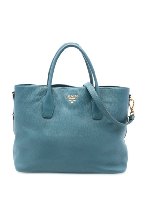 Prada Pre-Owned 2015-2025 Vitello Daino Open Convertible Tote satchel - Blue