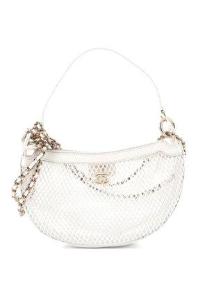 CHANEL Pre-Owned Half Moon with Chain Mesh with Quilted Lambskin clutch bag - White