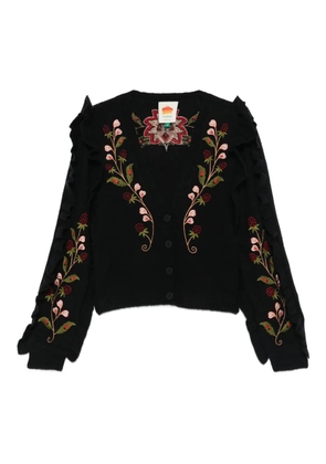 FARM Rio berry-embroidered cardigan - Black