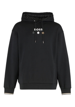 BOSS logo-lettering hoodie - Black