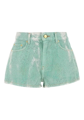 GANNI two-tone denim shorts - Green