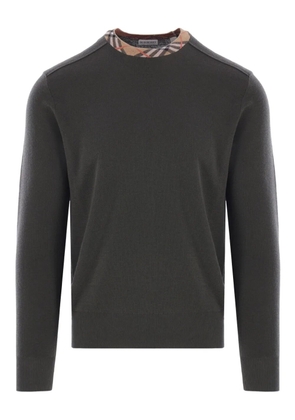 Burberry check-collar sweater - Green