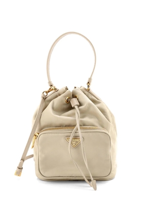Prada Pre-Owned Drawstring Re-Nylon Small bucket bag - Neutrals