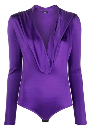 Versace hooded cowl-neck bodysuit - Purple