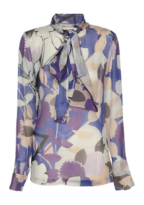 Diane Von Furstenberg Vintage Dariana tie-neck printed shirt - Purple