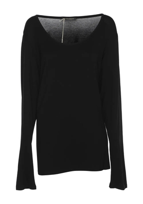 Marina Rinaldi long-sleeved wide-neck top - Black