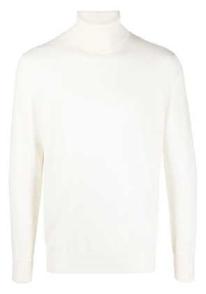 Ballantyne logo-embroidered roll-neck cashmere jumper - White