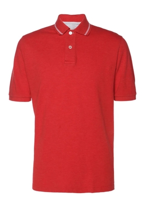 Eleventy stripe-detailed polo shirt - Red