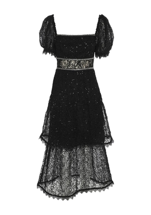 Self-Portrait lace sequin midi dress - Black