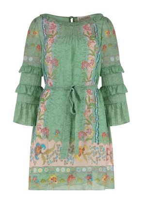 Saloni Lori floral-print mini dress - Green