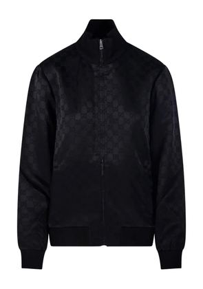 Gucci monogram-patterned zip-up sweatshirt - Black