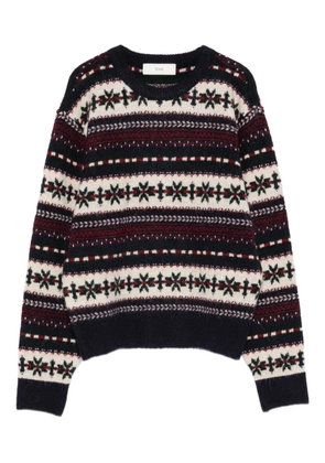 DUNST Fairisle-pattern crew-neck jumper - Blue