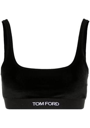 TOM FORD logo-jacquard velvet bralette top - Black