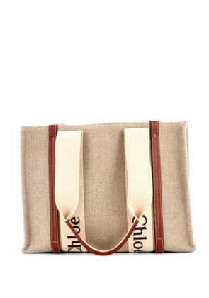Chloé Pre-Owned Woody Canvas with Leather Medium tote bag - Neutrals