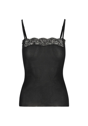Saint Laurent lace ribbed top - Black