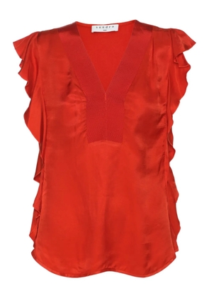SANDRO ruffles-sleeves V-neck top - Red