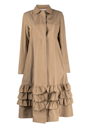Molly Goddard Lacey ruffled coat - Brown