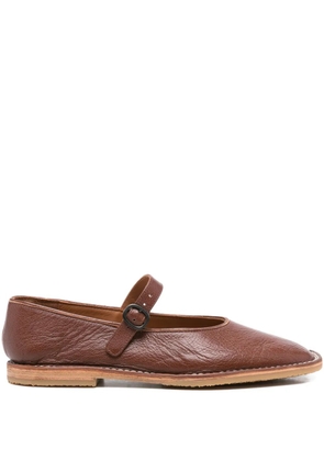 Hereu Brava buckle-strap leather flat pumps - Brown