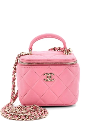 CHANEL Pre-Owned Classic Top Handle Vanity Case with Chain Quilted Lambskin Mini crossbody bag - Pink