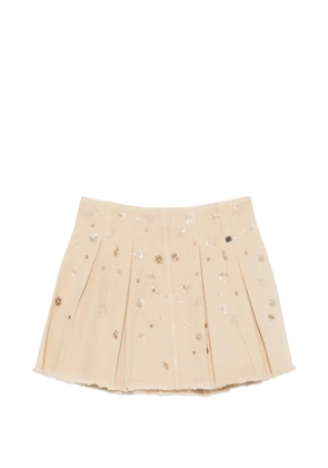 LIU JO beaded pleated mini skirt - Neutrals