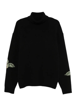 Nanushka rose-embellished wool sweater - Black