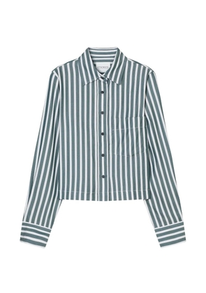 Closed striped cropped classic shirt - Green