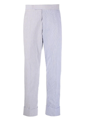 Thom Browne cropped seersucker trousers - Blue