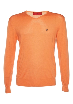 Carolina Herrera Vintage pre-owned v-neck cotton sweater - Orange
