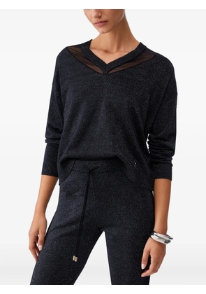 LIU JO V-neck mesh sweater - Black
