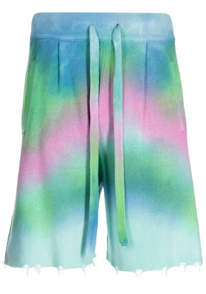 Laneus tie-dye ribbed-knit shorts - Multicolour