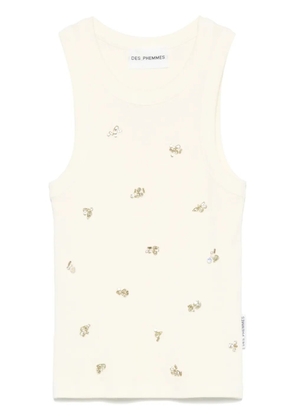DES PHEMMES crystal-embellished top - Yellow