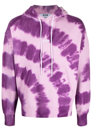 MSGM logo-print tie-dye hoodie - Purple