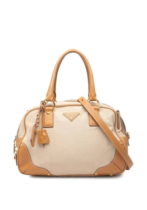 Prada Pre-Owned 2010-2026 Cinghiale Trimmed Canapa satchel - Brown