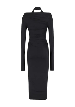 THE ANDAMANE draped-neckline midi dress - Black