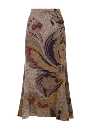 ETRO paisley-print ribbed-knit skirt - Neutrals