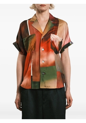 Tanaka abstract-print camp-collar shirt - Red