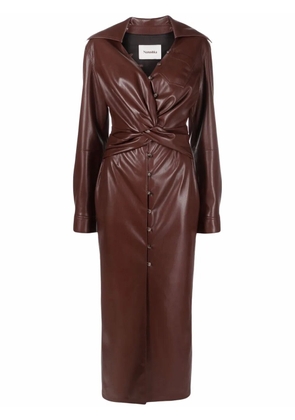 Nanushka draped midi wrap dress - Brown