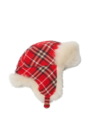 Burberry checked wool trapper hat - Red