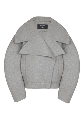 Balmain oversized-lapel wool-cashmere coat - Grey