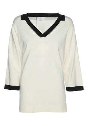 Marina Rinaldi contrast-trim V-neck top - Neutrals